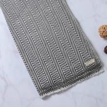 【厚款】喀什米爾羊毛圍巾/披肩 深灰山形紋 厚款 手工機織