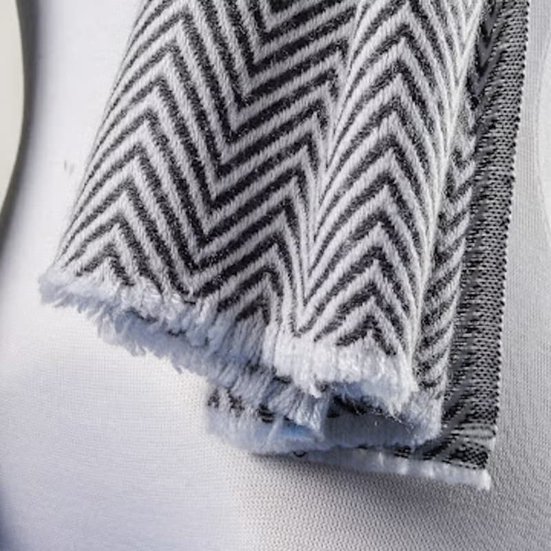 【厚款】喀什米爾羊毛圍巾/披肩 深灰山形紋 厚款 手工機織