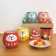 日本Decole 餐具 - 招福開運達摩貓水杯