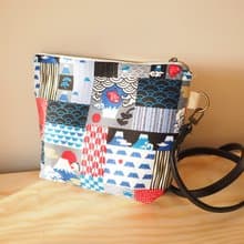 手工縫製托特側肩包帆布手袋 和風富士山圖案