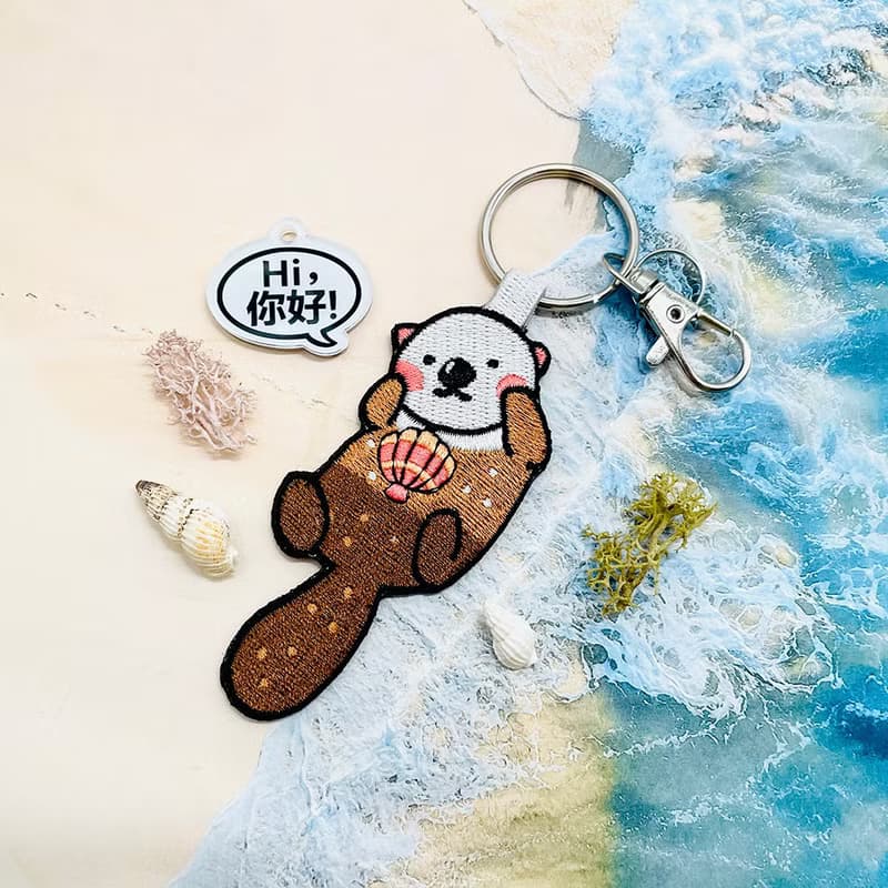 雙面刺繡鑰匙圈-海獺