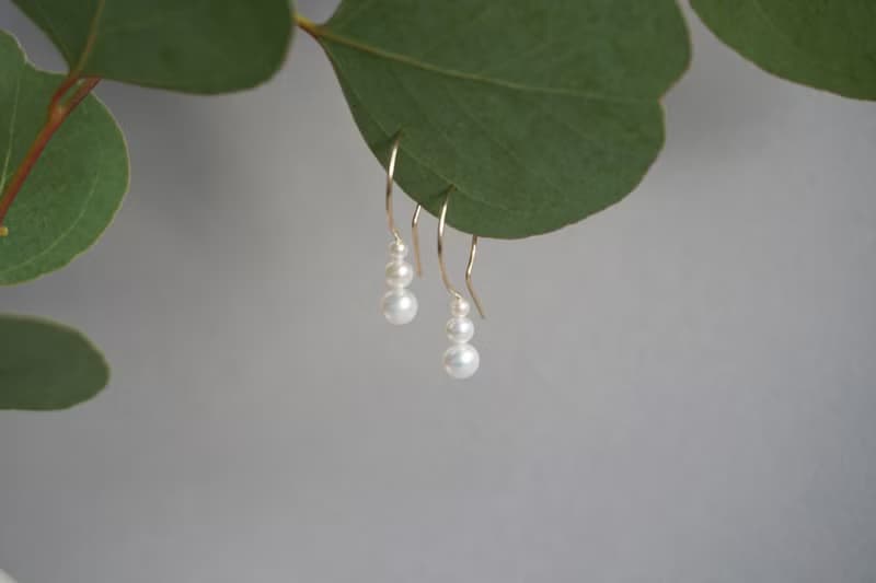 天然正圓淡水珍珠耳環 注金耳環 14Kgf -Gradient earrings