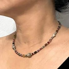 Antique Gem and Silver minimalist necklace, Stylist Necklace, Gift for mom 母親節禮物