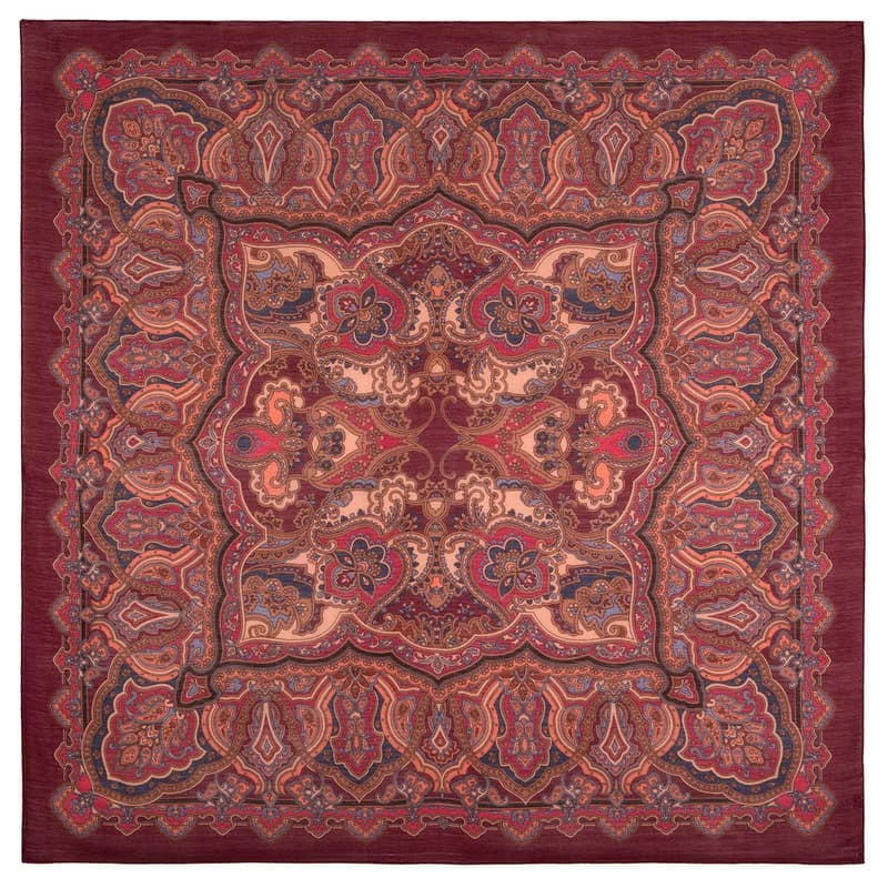 Original Pavlovo Posad Russian Shawl 100% Wool Woolen Scarf 115x115 cm 10440-5