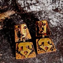 vintage jewelry  古董黃銅馬雅人 夾式耳環