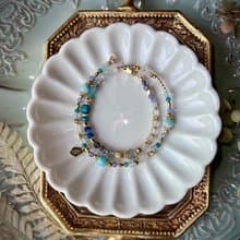 -蔚藍海岸-天然水晶手鏈/黃銅手鍊