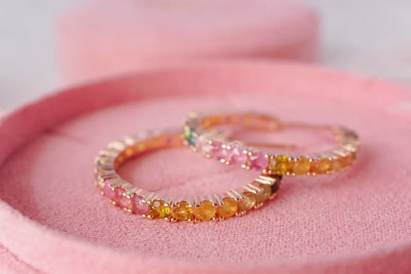 Natural Tourmaline Sterling Silver 925 with Rosegold Plated Hoop Earrings.