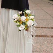 【婚禮捧花】白綠色永生花婚禮套組 (韓系小捧花、手腕花、胸花)