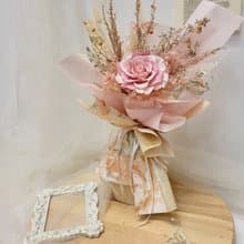 夢境少女粉玫瑰花束 永生花束 情人節花束 求婚花束 雙色拼接玫瑰