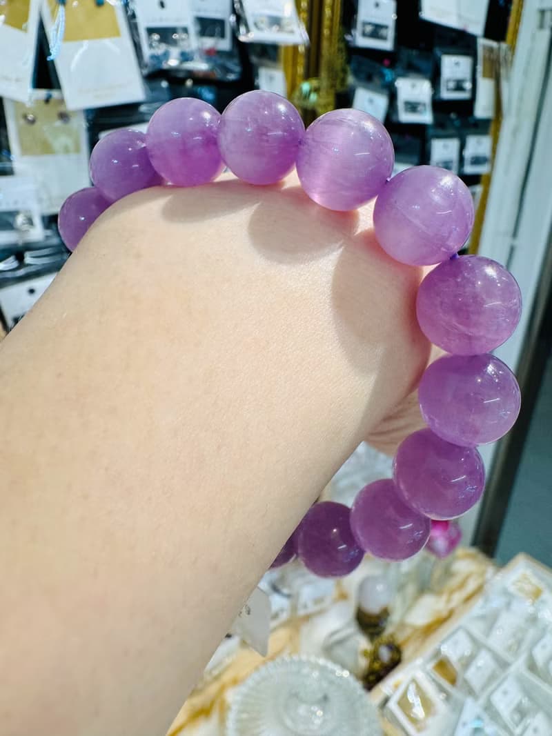 小精品濃色貓眼仙女濃色紫鋰輝10mm32.98g帶閃片改善睡眠緩解壓力
