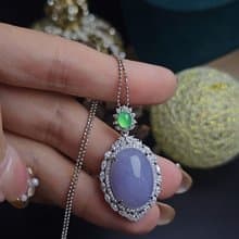招財•貴人|貴婦紅紫|緬甸A貨翡翠細糯冰紫純銀豪鑲吊墜