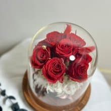 永恆一束紅玫瑰 浪漫花束玻璃罩 永生花盅 情人節禮物