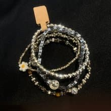 入門。碎銀感 天然水晶 黑膽石 防小人 手鍊 手環