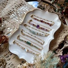 -誕生石細鏈1~6月-天然水晶手鏈/黃銅手鍊