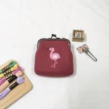 紅鶴/火鶴 刺繡 羊毛氈口金包 零錢包