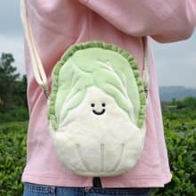 雨過山原創白菜毛絨斜挎包可愛收納袋大學生單肩斜挎包搞怪文具袋