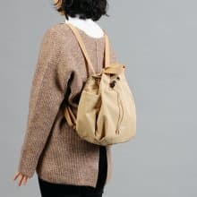 索繩束口文青小後背包S號 EMMA ECO (粘土卡其) | 休閒旅行雙肩包
