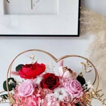 海藏設計│心型昂列斯特。紅粉質感金環桌花。祝賀花禮