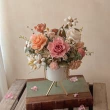鄉村田園風 金邊高腳 永生花 盆花 開幕賀禮