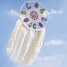 情人節禮物 母親節禮物 生日禮物 民族風 boho 手工編織棉麻彩虹色捕夢網吊飾dream Cather / 手工蕾絲捕夢網- 花朵蕾絲羊毛氈彩虹色系30cm 