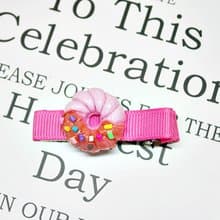 <仿真黏土髮飾> => 草莓巧克力甜甜圈－髮夾系列－#可愛