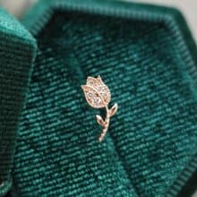 【鬱金香】14K金 鬱金香 鑽石 耳環 單隻