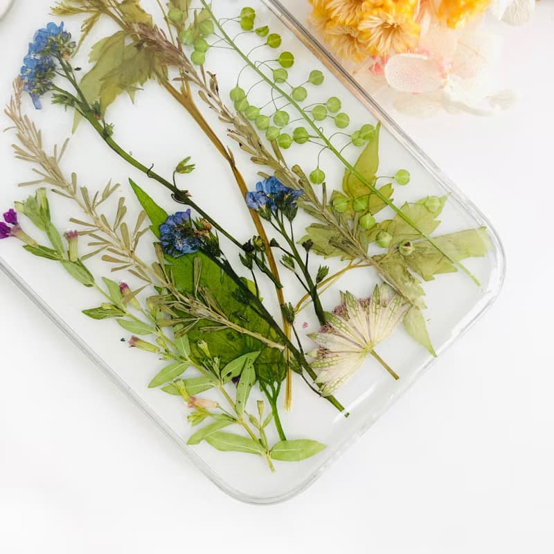 綠色花園手工押花手機殼 適用於iPhone 16 Pro Max Samsung S25