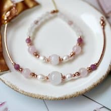 豔陽下的波斯菊花海 - 鍍玫瑰金半寶石母乳手鍊 (親子手鍊)