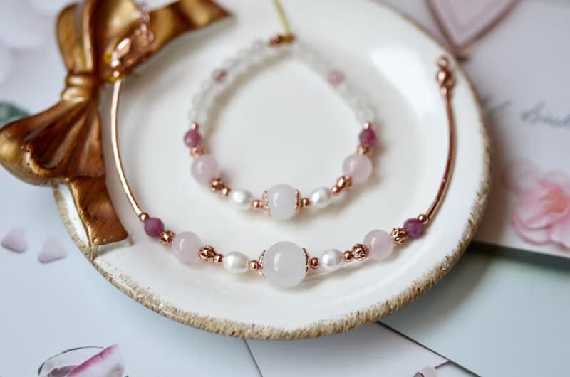 豔陽下的波斯菊花海 - 鍍玫瑰金半寶石母乳手鍊 (親子手鍊)