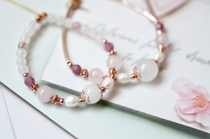 豔陽下的波斯菊花海 - 鍍玫瑰金半寶石母乳手鍊 (親子手鍊)