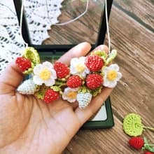 草莓項鍊、草莓項鍊、紅色草莓吊墜、草莓連衣裙、水果飾品