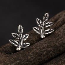 Real S 925 Sterling Silver Fine Jewelry for Women Vintage Handmade Stud Earrings