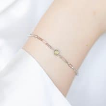 橄欖石925純銀個性鏈條手鍊