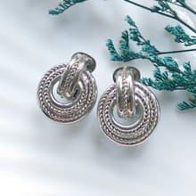 Vintage Jewelry 西洋古董飾品 KERISSA 銀色調 門環圈 夾式耳環