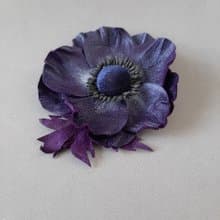 皮革胸針 Dark blue leather brooch for her Leather women's jewelry