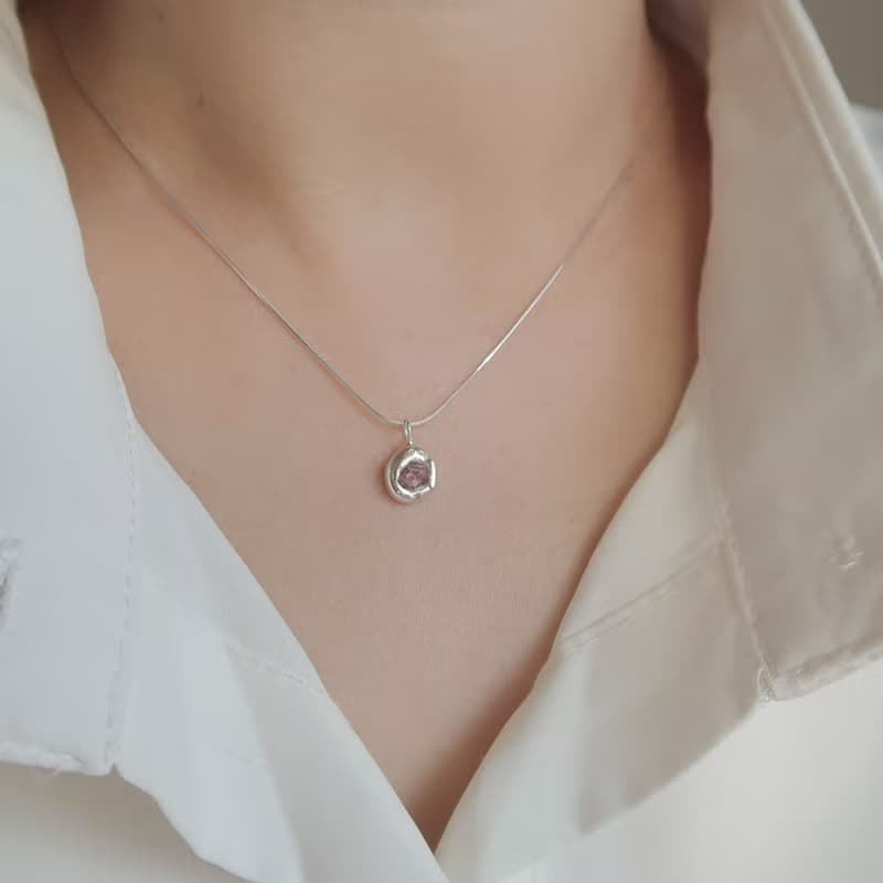 925純銀 原焠 彩色 藍寶石 尖晶石 原礦 熔岩 項鍊 免費送禮包裝