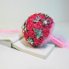 熱戀紅玫瑰 手工緞帶水鑽花束 捧花 (情人禮物 情人節禮盒)