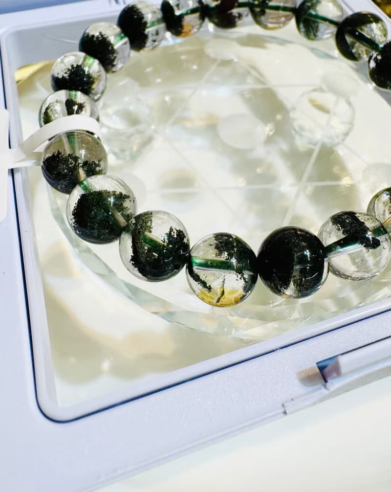 精品玻璃體濃色招財半盆森林綠幽靈9.5mm23.80g主正財事業貴人運