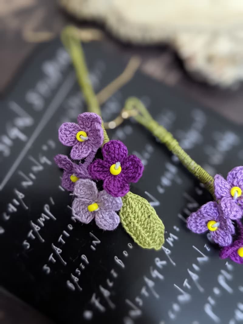蕾絲 串珠 鉤針 編織 刺繡 耳環 花束 可改夾式