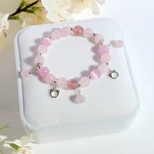 PINK - 天然淡粉晶/草莓粉晶/粉紅貓眼石手鍊