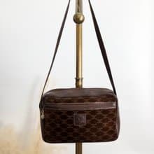【 日本直送　名牌中古包 】CELINE セリーヌ ブラゾン ショルダーバッグ ブラウン ブラゾン型押し スエード vintage ヴィンテージ sckbvj