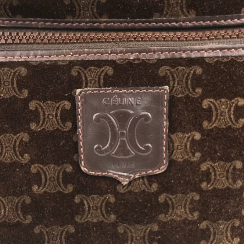【 日本直送　名牌中古包 】CELINE セリーヌ ブラゾン ショルダーバッグ ブラウン ブラゾン型押し スエード vintage ヴィンテージ sckbvj