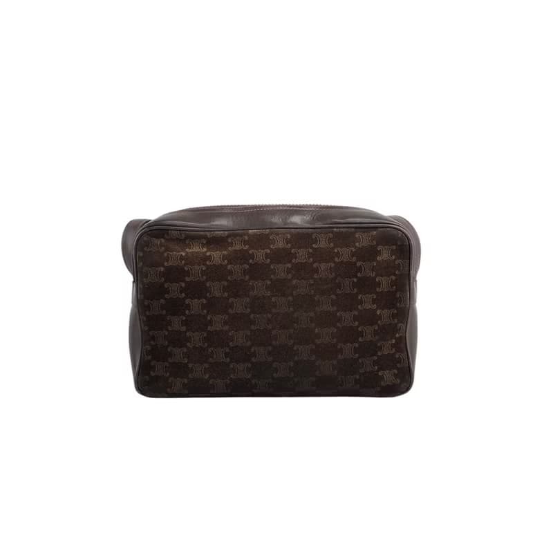 【 日本直送　名牌中古包 】CELINE セリーヌ ブラゾン ショルダーバッグ ブラウン ブラゾン型押し スエード vintage ヴィンテージ sckbvj