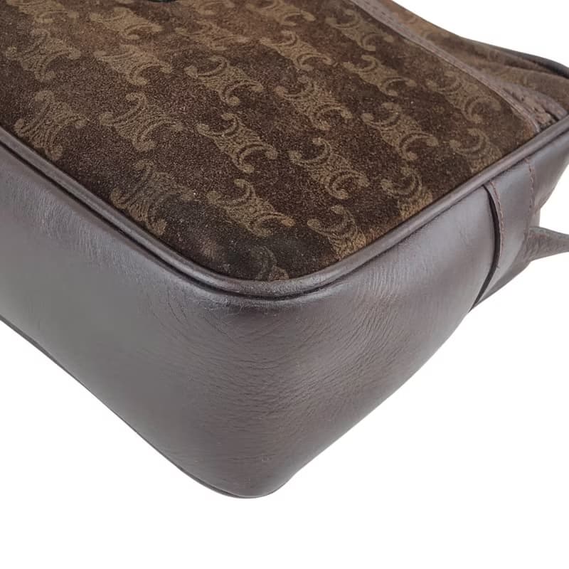 【 日本直送　名牌中古包 】CELINE セリーヌ ブラゾン ショルダーバッグ ブラウン ブラゾン型押し スエード vintage ヴィンテージ sckbvj