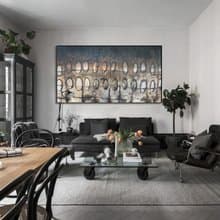 Original Babylon Oil Painting Abstract Gray Artwork Modern Textured Wall Art