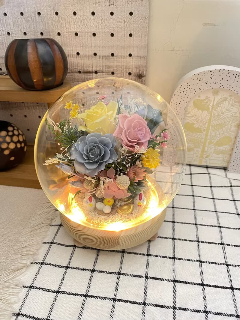 新婚入厝禮物/帶路雞/起家雞/玻璃花盅/帶燈串小夜燈