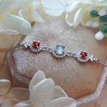 財水•幸福•好運|無燒冰紅冰玻白翡|緬甸A貨翡翠純銀手鏈