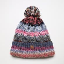粉彩毛球雜線翻邊純羊毛線手工編織全襯防風毛帽|交換禮物|聖誕節