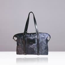 NEVER MIND-旅行手袋-牛皮配迷彩防水堤花布-Sky-周年慶