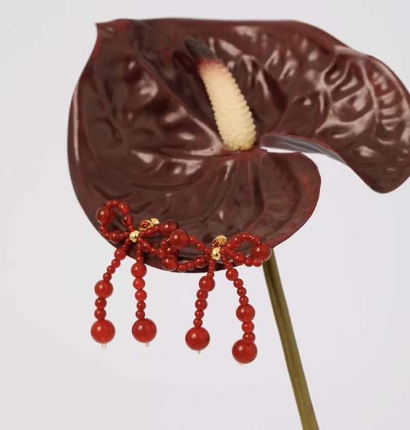 蝶焰 紅瑪瑙耳環 本命年耳釘 手工製